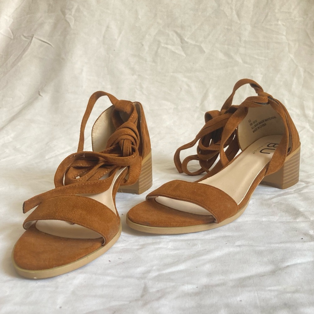 Tan Suede Heeled Sandals